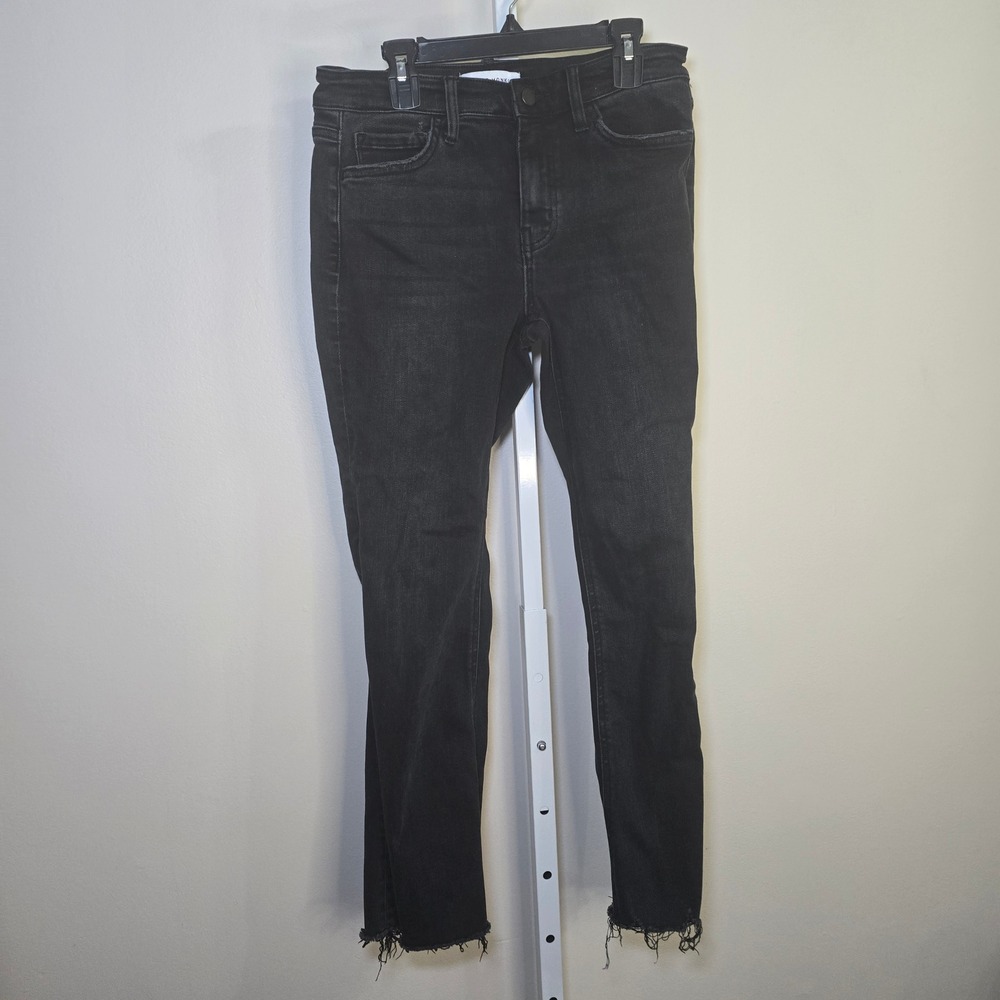 Flying Monkey Womens Black Denim High Rise Cropped Frayed Hem Jeans Size 28